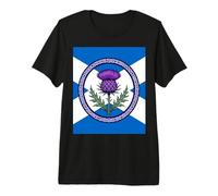 Purple Thistle and Saltire Framed by Celtic Knotwork Premium T-Shirt