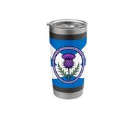 Purple Thistle and Saltire Framed by Celtic Knotwork Stainless Steel Insulated Tumbler