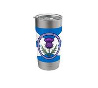 Purple Thistle and Saltire Framed by Celtic Knotwork Stainless Steel Insulated Tumbler