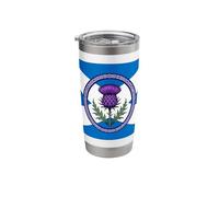 Purple Thistle and Saltire Framed by Celtic Knotwork Stainless Steel Insulated Tumbler