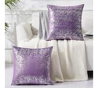 Purple Throw Pillow Set of 2,Purple Pillows Decorative Throw Pillows,20x20,Light Purple Throw Pillows Both Sides Sparkle Gold Foil Print,Velvet Hidden Zipper Bronzing Accent Pillow Cushion Case