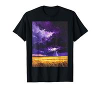 Purple Thunderstorm Lightning Landscape Wheat Fields Nature T-Shirt