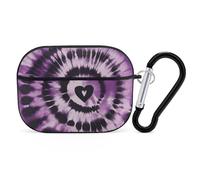 Purple Tie Dye AirPod Pro Case, Anti Scratch Hard PC Cover with Keychain, AirPod Pro 2nd/1st Case Accessories for Women Men, Black-Style