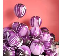 Purple Tie Dye Balloons 30PCS 12 Inch Agate Marble Latex Swirl Balloons For Tie Dye Birthday Party Supplies,Candyland,Bachelorette,Fun Hippie Party Decorations