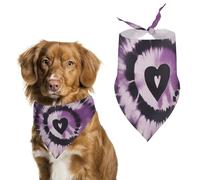 Purple Tie Dye Dog Bandanas for Feeding Grooming, Triangle Pet Bibs Washable Pets Scarf for Cats & Dogs