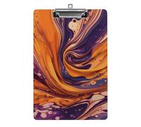 Purple Tie Dye Fabric Clipboard, A4 Acrylic Clipboard with Hanging Hole, Ultra-Light Clip Board - Holds 100 Sheets, Shatterproof Document Holder for Office, 12.5" X 8.5"