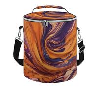 Purple Tie Dye Fabric Lunch Bag, 15L Portable Leakproof Picnic Basket with Shoulder Strap, Insulated Picnic Cooler Bag for Camping, Beach, Hiking & Groceries