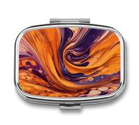 Purple Tie Dye Fabric Pill Box 2 Compartment - Small Metal Medicine Organizer Portable Pill Case for Purse Pocket Travel Vitamin Organizer for Men Women, BPA-Free
