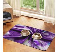 Purple Tie Dye Flower Print Pet Food Mat Absorbent Non Slip PU Leather Feeding Mat for Dogs Cats Rubber Bottom