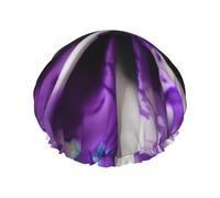 Purple Tie Dye Flower Print Shower Cap, Shower Cap for Women Reusable, Waterproof Bath Cap,Quick Drying Bath Hair Cap