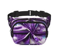 Purple Tie Dye Flower print Womens Fanny Pack Everyday Hip Pouch Waist Bag for Travel Outdoor Running Hunting for Adult, Black, One Size