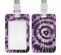 Purple Tie Dye ID Badge Holder with Lanyard ID Holder