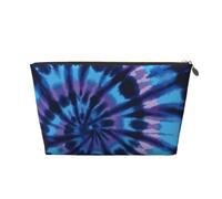 Purple Tie Dye Leather Travel Wash Bag, Stylish and Durable, Easy to Carry
