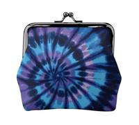 Purple Tie Dye Print Print Coin Purse for Men Women Leather Kiss Lock Small Pouch Coin Wallet