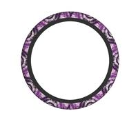 Purple Tie Dye Printed Steering Wheel Cover Elastic Stretch Car Wheel Wrap Breathable Non-Slip Steering Wheel Protector for Car Truck SUV