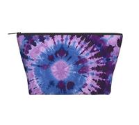 Purple Tie Dye Prints Trapezoid Makeup Bag Travel Cosmetic Organizer with Foam Padding for Gym, Office, and Weekend Trips
