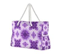 Purple Tie-dye Sturdy Mens Tote Bags for Travel with Zipper Women Tote Bags for Work with Pockets