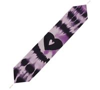 Purple Tie Dye Table Runner for Dining Table, Short Plush Runners Washable & Durable Tablerunner Modern Home Decor for Wedding, Kitchen, Holiday 229*33cm
