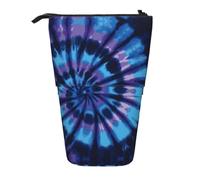 Purple Tie Dye Vertical Retractable Pencil Case, Easy to Use, Adjustable Size According to Needs