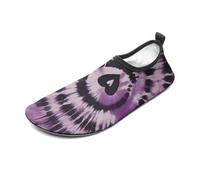 Purple Tie Dye Water Shoes for Men Women, Lightweight Stretch Swim Shoes with Anti-Slip Rubber Sole, Quick-Dry Aqua Socks for Pool, Beach, Surfing, Style, 10 Women/10 Men