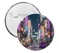 Purple Tokyo Streets Badge Metal Round Pins, Lightweight Brooch for Backpack, Fashion Button Pins Badge for Shirts, Jackets, Shawl Coat, Unisex, 5PCS, Tinplate, metal round pins