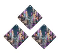 Purple Tokyo Streets Car Air Freshener, 3 Pcs Rhombus Hanging Air Freshener Cards, Long Lasting Fragrance Scented Cards for Car, Home, Office Gray-style