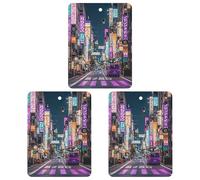 Purple Tokyo Streets Car Air Freshener, 3 Pcs Square Hanging Air Freshener Cards, Long Lasting Fragrance Scented Cards for Car, Home, Office White-style