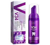 Purple Toothpaste for Teeth Whitening Mousse, Color Corrector V34 Teeth Whitening Foam, Yellow Stain Removal for Teeth, Fit for Sensitive Teeth（1PCS）