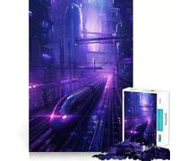 Purple Train City Hard Jigsaw Puzzle for Adults 1000 Pieces Boost Memory Soothing Play Premium Cut Perfect Present (38x26cm)