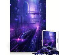 Purple Train City Jigsaw Puzzle for Teenagers 1000 Pieces Strong Logic Toy Quiet Calm Clear Edge Elegant Gift (38x52cm)