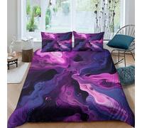 Purple Trap Effect Swirl 3 Piece Set Printed Duvet Cover Bed Set, Bedding Set, Soft Comforter Cover With Zipper Quilt Cover & Pillowcaseswith Zipper Closure Microfiber Double(200x200cm)