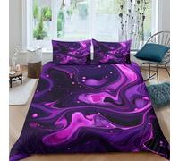 Purple Trap Effect Swirl 3D Print Duvet Cover Set Bedding Sets with Hidden Zipper Closure,Microfiber Polyester Comforter Quilt Cover For Teen Boys 3 Piece Set King（220x240cm）
