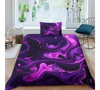 Purple Trap Effect Swirl Bedding Set 3D Duvet Cover for Kids Boys Girls Comforter Cover Soft Bedspread 2 Piece Set with Zipper Closure Soft Microfiber Single（135x200cm）