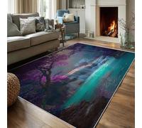 Purple Tree Rugs for Entryway Washable, Waterfall Leaf Lake Design Small Area Rug Bedroom Decor, Non Slip Low Pile Soft Indoor Door Mat, 50 x 80 cm, FD7643