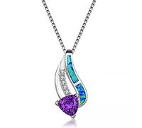 purple triangle zircon pendant white blue opal for women wedding jewelry 925 birthstone necklace gifts Made in China