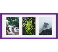 Purple Triple Aperture Picture Frame For Three 6x8 Inch Photos - Multi Photo Collage Frame with White Mount - Wall Hanging Frame for Family, Wedding, Travel & Nature Pictures