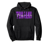 Purple Trojans Distressed School Spirit Mascot Trojan Pride Pullover Hoodie