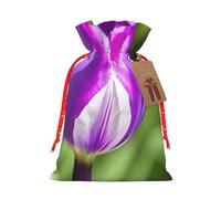 Purple Tulip Print Gift Drawstring Bags Reusable Holiday Party Favors Treats Accessories Or Keepsakes