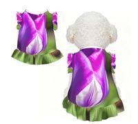 Purple Tulip Print Pet Breathable T-Shirt Skirt XL