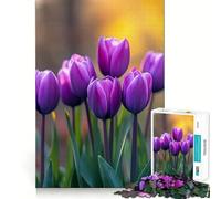 Purple Tulips in Bloom Jigsaw Puzzles for Adults 1000 Pieces Fine Logic Toy Casual Relax Neat Edge Fine Art Piece (50x75cm)