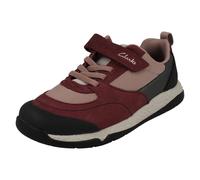 (Purple, UK 1.5 Child) Childrens Clarks Casual Hook And Loop Fastening Trainers Steggy Stride K - F Fit