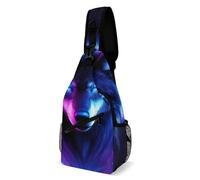 Purple Universe Galaxy Magic Wolf In The Space Men Women Daypack Anti Theft Sling Bag Adjustable Strap Chest Bag For Hiking Travel Sports