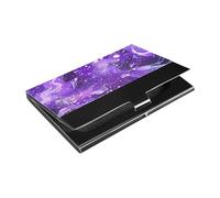 Purple Universe Ultra-thin slim business card holder with Leather and Stainless Steel credit card holder for Business Meeting Use