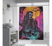 Purple Vampire Castle Shower Curtain Gothic Halloween Moon Bath 200x220cm