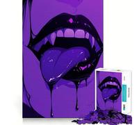 Purple Vampire Lips Jigsaw Puzzle 1000 Piece for Adults Brain Challenge Toy Leisure Time Clear Cut Amazing Present (38x52cm)