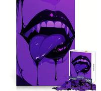 Purple Vampire Lips Jigsaw Puzzle 1000 Piece for Adults Brain Challenge Toy Leisure Time Clear Cut Amazing Present (38x52cm)
