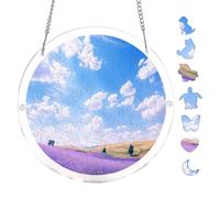 Purple Vegetation Nature Landscape Acrylic Round Puzzle 7.8x7.8Inch Hanging Decor