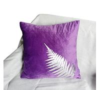 Purple Velvet Cushion Covers 45 x 45 Cm With Silver Foil Printing Plant Leaves Soft Cushion Protector Gift Cushion Covers for Sofa Car Home Use 1 Piece Peach Skin-Like Decorative Pillow Cover