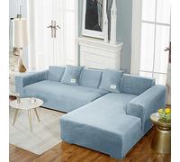 Purple Velvet Sofa Cover with Chaise Lounge, Machine Washable, Scratch-Resistant for Cats, Soft & Comfortable, Dust-Proof