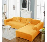 Purple Velvet Sofa Cover with Chaise Lounge, Machine Washable, Scratch-Resistant for Cats, Soft & Comfortable, Dust-Proof
